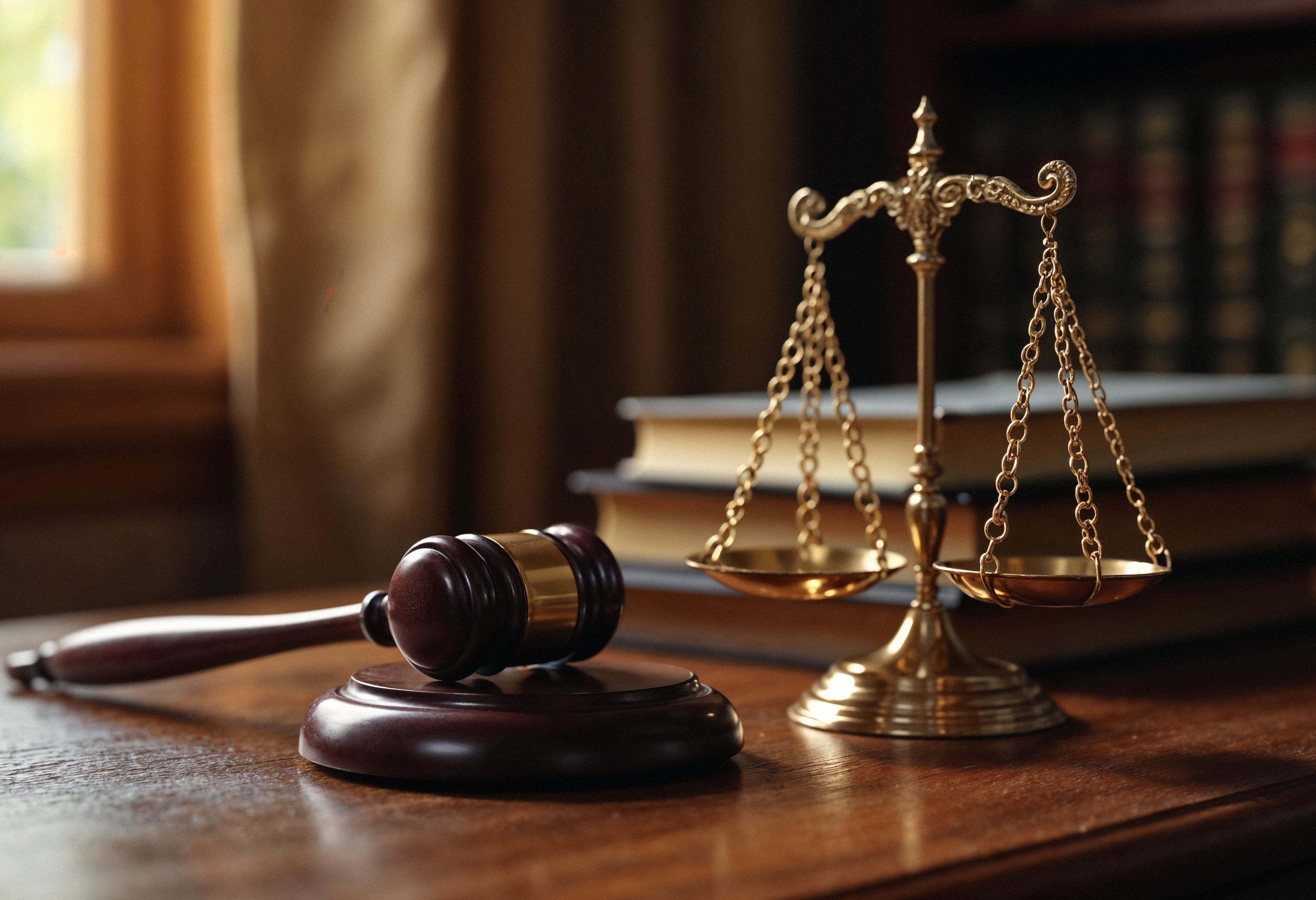 Justice scales gavel books